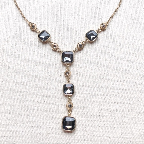 Statement Necklace 16” Chain Square Gems - Picture 1 of 8